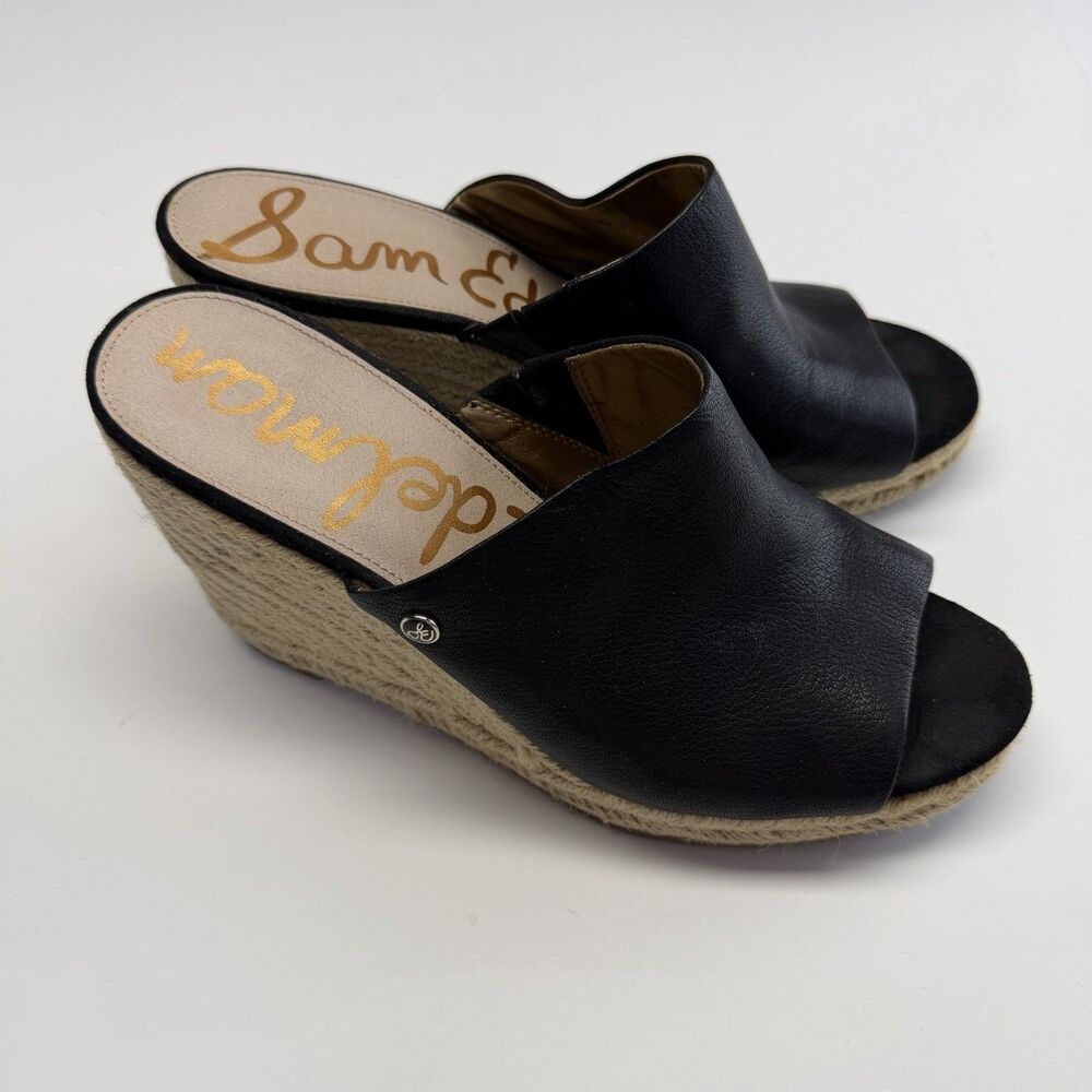 SAM EDELMAN Women's Size 10M Bobbie Espadrille Wedge Platform Slip On Black